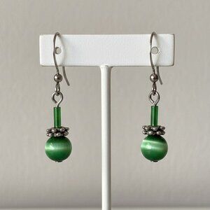 Petite Drop Pierced Earrings Emerald Green